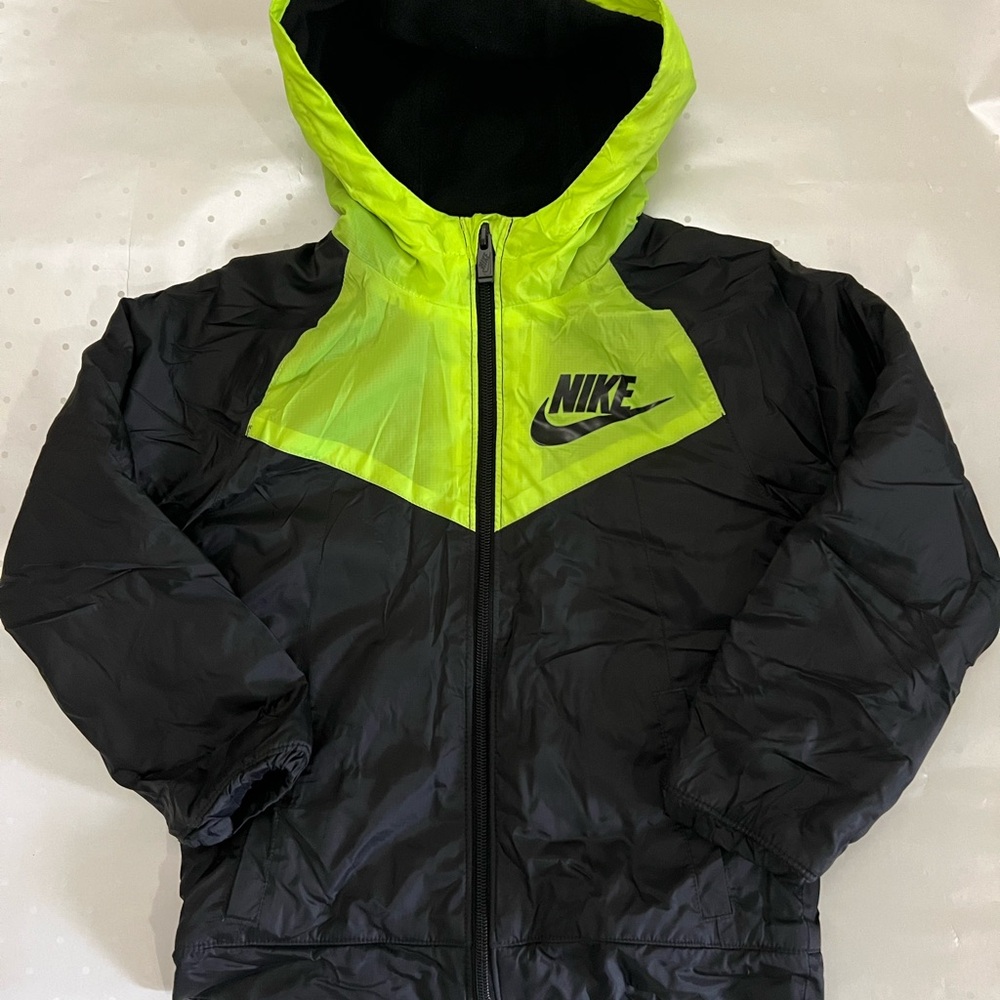 Nike Black and Bright Green Hooded Jacket
